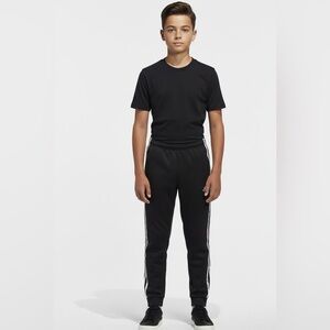 Adidas Kids Black Sweatpants with White Marbled Stripes Track Pants 14/16 L